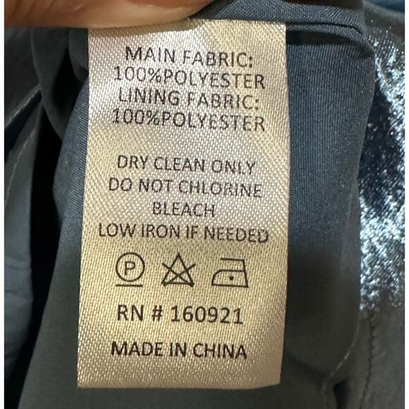 S'EDGE Easton Dress Metallic Blue Sateen Size Small NWT Tiered Short Sleeves - Picture 15 of 15